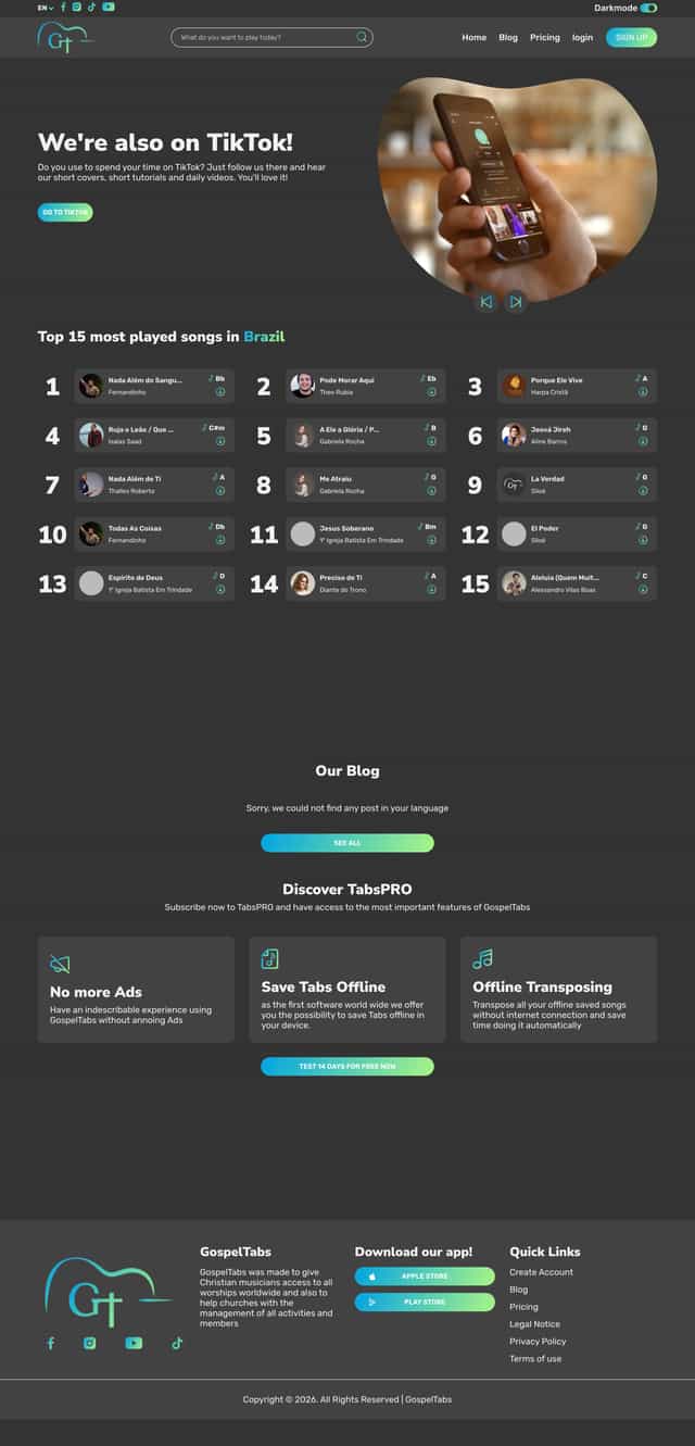 GospelTabs Dashboard