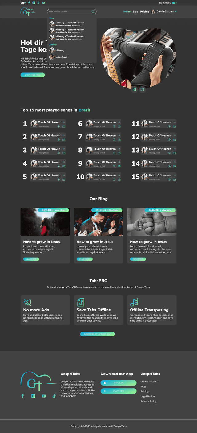 GospelTabs — Features